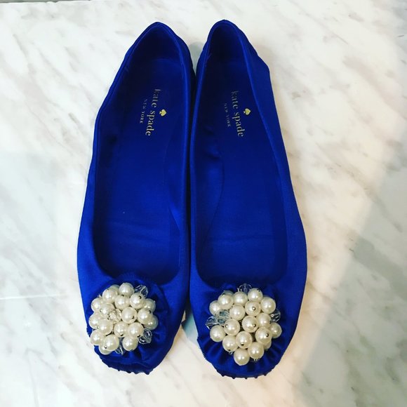 Kate Spade Fanna Satin Ballet Flats Blue Size 7 - Picture 3 of 7